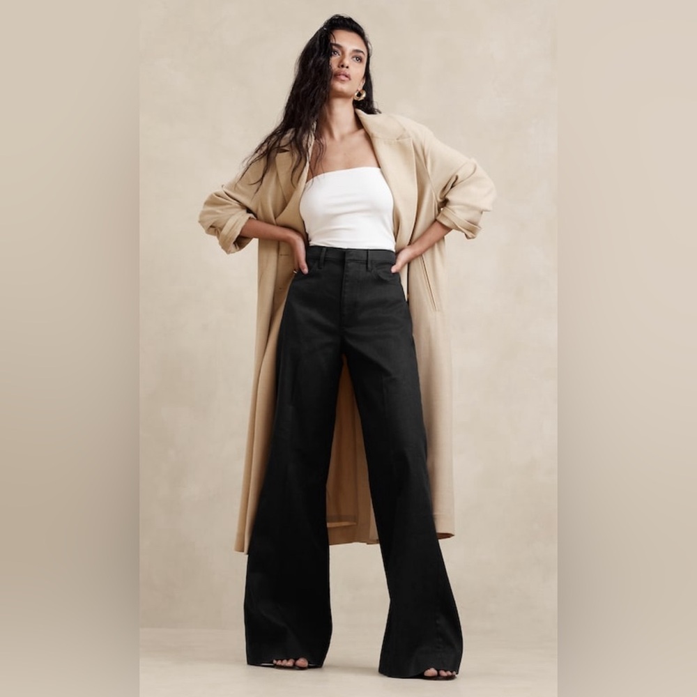 BANANA REPUBLIC ITALIAN LINEN-COTTON WIDE LEG JEAN
